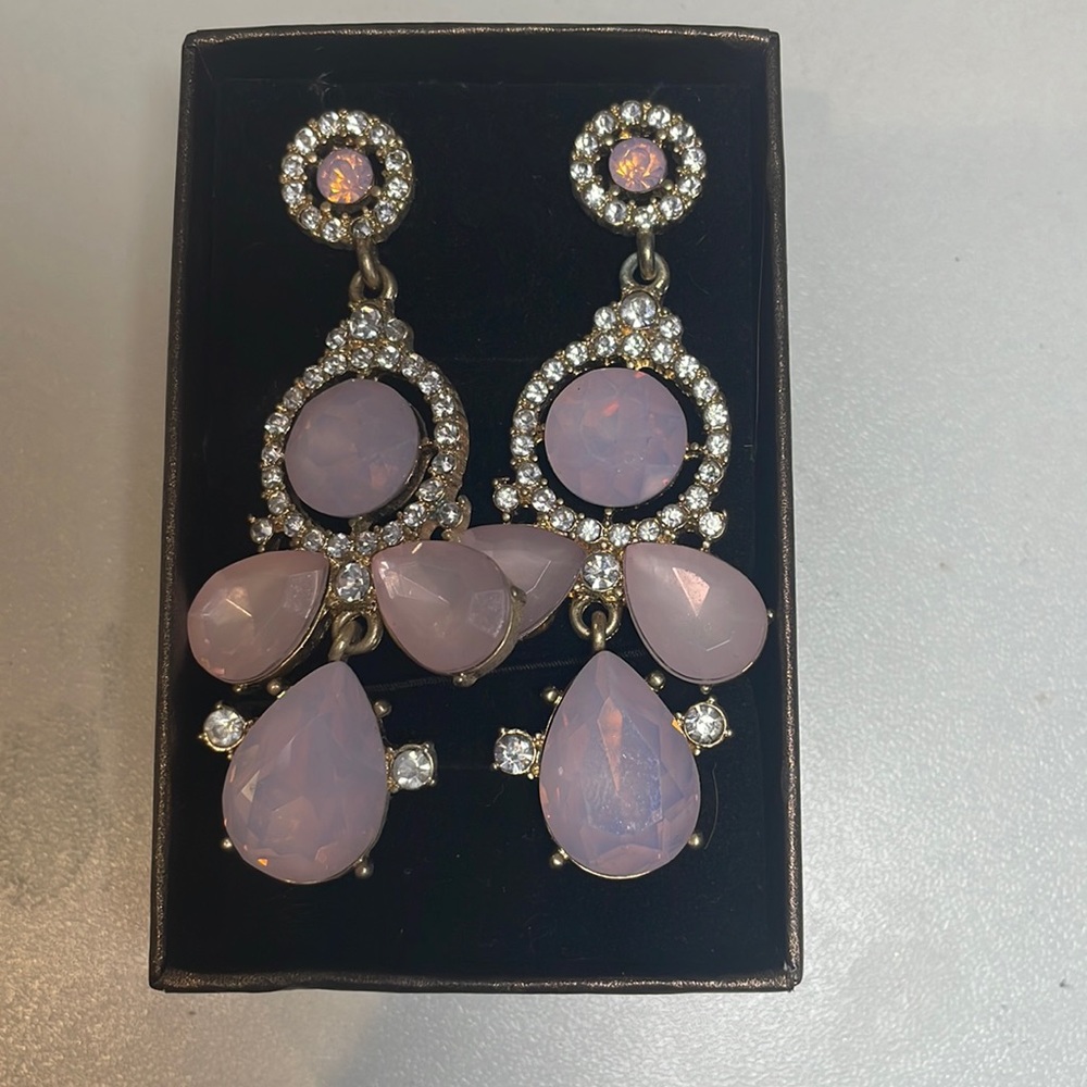 pink jewel hanging earrings